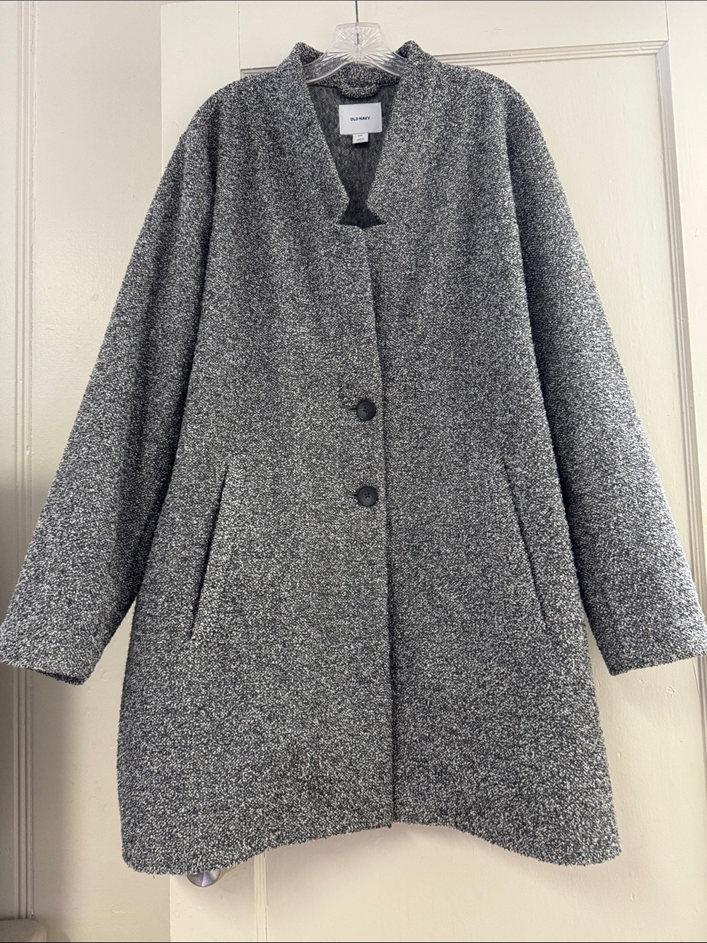 Old Navy Textured Boucle Gray Oversized Pea Coat Sz XXL - Picture 4 of 12